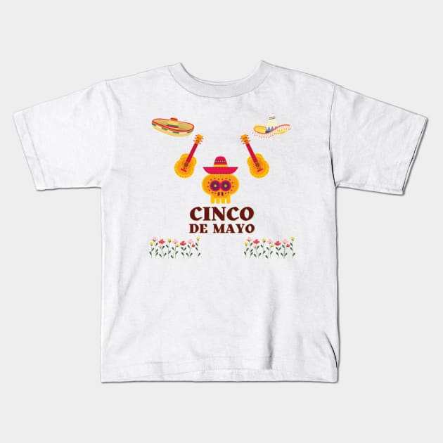Cinco de Mayo - Sombrero and Guitars (Exclusive 2022 Model TShirt) Kids T-Shirt by Magnus28